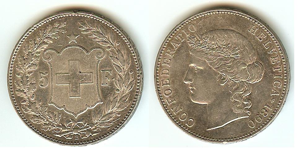 Suisse 5 Francs 1890B SUP